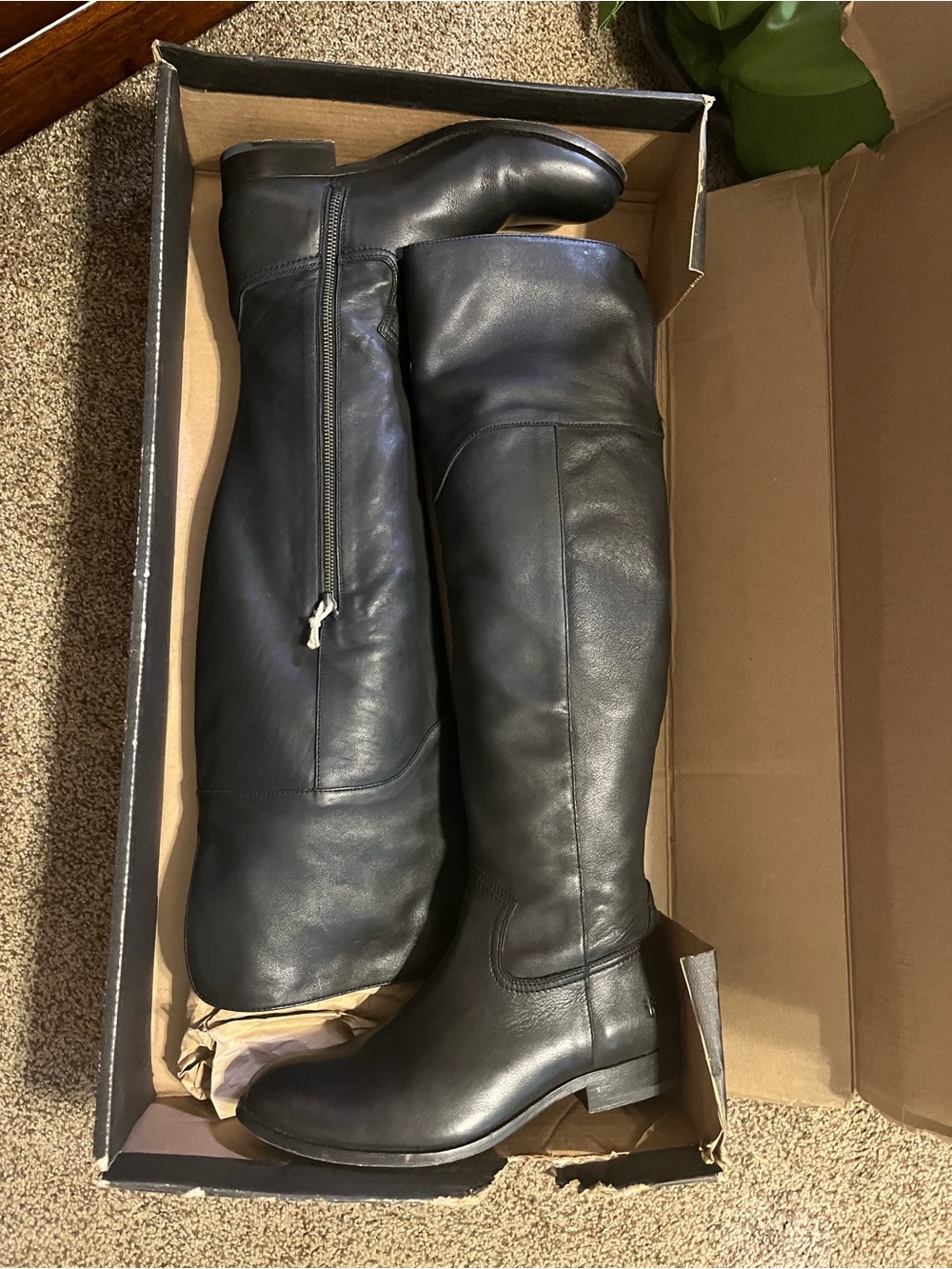 Frye Black Leather Over-the-Knee Boots